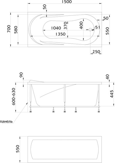 Ванна 1Marka MEDEA 150x70