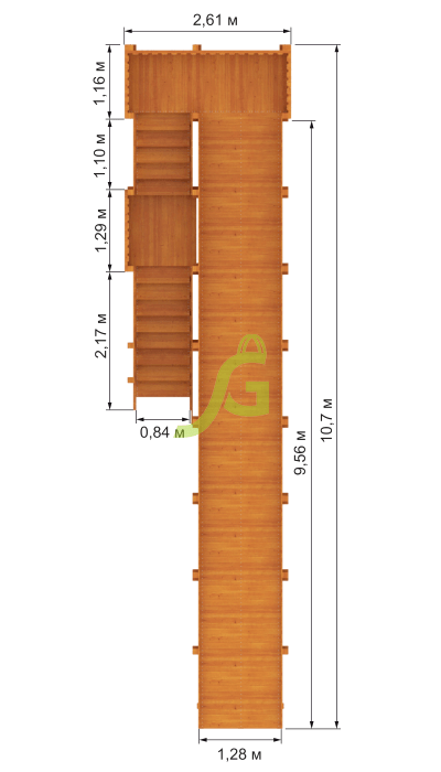 Зимняя горка Snow Fox, скат 10 м размеры горки