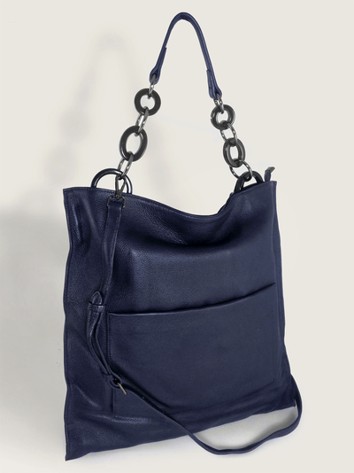 (АРТИКУЛ: 10101/1) СУМКА ЖЕНСКАЯ, БОЛЬШАЯ, НАТУРАЛЬНАЯ КОЖА, ТЕМНО-СИНЯЯ, ЧЕРЕЗ ПЛЕЧО