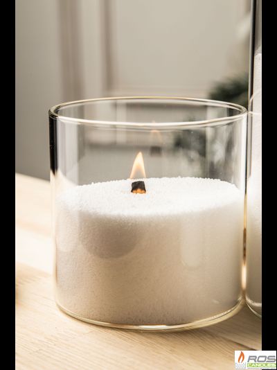 Колба/ваза стеклянная для свечей с бамбуковой крышкой - 10*10 см