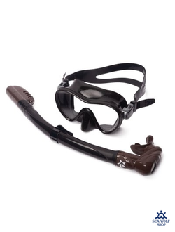 Маска для дайвинга с трубкой Sargan "АГИДЕЛЬ" черно-корич. силикон, комплект