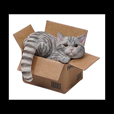 Котик в коробке (серый) - Коллекционная ФИГУРКА 1/6 scale The Cat In The Delivery Box 3.0 (JS2305C) - JXK