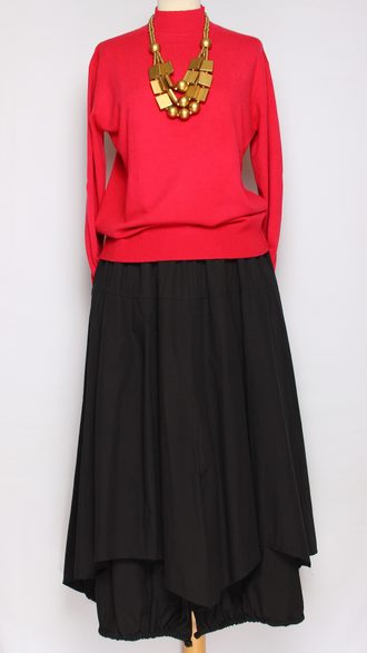 Юбка  "Широкая двойная" черная до р.52