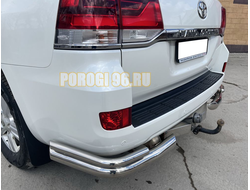 Защита заднего бампера угловая двойная d 76/42 для Toyota Land Cruiser 200 2007-2012