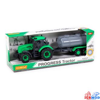 Трактор &quot;Прогресс&quot; с прицепом-цистерной инерционный (зеленый) в кор. арт.91567