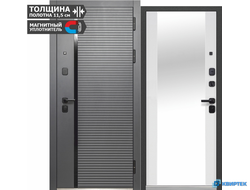 Дверь входная металлическая Luxor 2МДФ Горизонталь Зеркало купить в Челябинске | КВИРТЕК