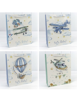 Пакет подарочный "Детский" с 3Д аппл.(микс), 26*32*10см