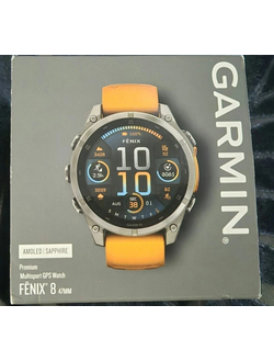 Часы Garmin Fenix 8 —47mm AMOLED Sapphire Titanium Spark Orange / Graphite
