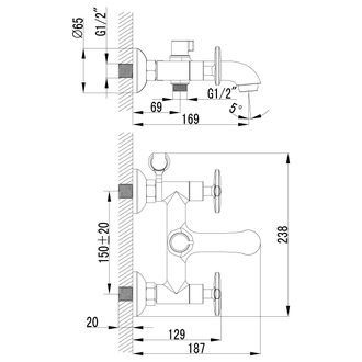 Смеситель для ванны Plus Spirit LM1912C