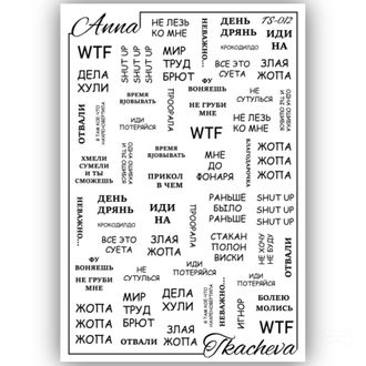 Слайдеры с надписями для ногтей TS-012