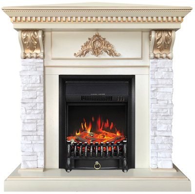 Угловой электрокамин Бронкс WT с очагом Fobos