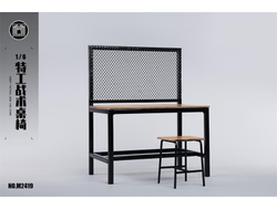 Стол и табурет 1/6 (деревянные) - КОЛЛЕКЦИОННАЯ ДИОРАМА 1/6 Agent Tactical Desk and Chair (M2419) - MMMTOYS