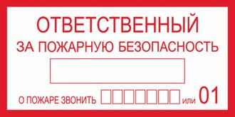 B43 Ответственный за пожарную безопасность, 100х200 мм, на самоклеющейся пленке