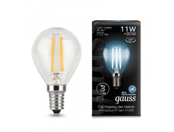 Gauss Filament Шар G45 E14 11W 750lm 4100K 4K прозр. филамент (нитевидная) 105801211