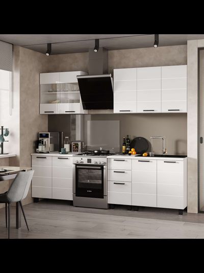 Дина 2 м кухонный гарнитур Белый глянец