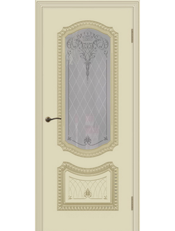 СОЛО NEW В3. СЛОНОВАЯ КОСТЬ/ ПАТИНА БЕЛОЕ ЗОЛОТО. ПОЛОТНО  ОСТЕКЛЕННОЕ. УЗОР 2