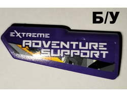 ! Б/У - Technic, Panel Fairing #22 Very Small Smooth, Side A with White 'EXTREME ADVENTURE SUPPORT' and Geometric Stripe Pattern Sticker - Set 42069, Dark Purple (11947pb061) - Б/У
