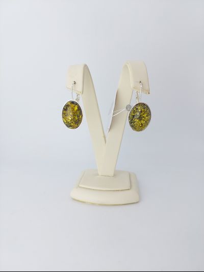 Серьги с зеленым янтарем 1