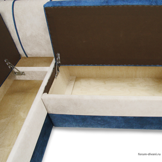 Кухонный Угловой диван "Форум-8" Синий/Слоновая кость Левый