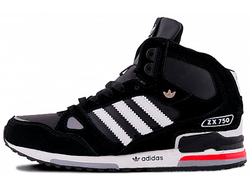 Кроссовки Adidas ZX 750 High Black с мехом