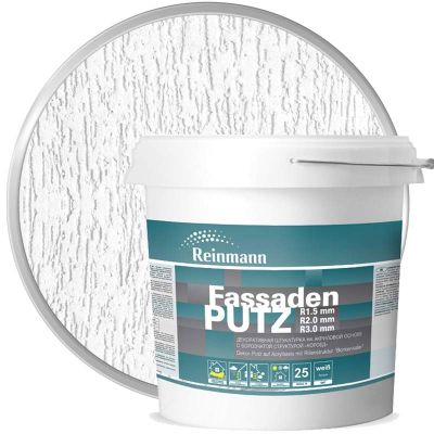Штукатурка декоративная акриловая REINMANN FassadenPutz R15 Белая база Короед 1,5 мм 25 кг