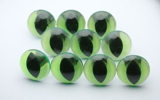 Глаза живые зеленые, кошачий зрачок, диаметр 18 мм, 1000 шт (Оптом)