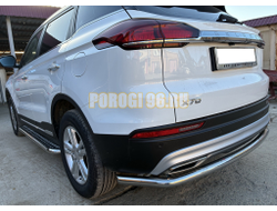 Защита заднего бампера угловая большая Папа Тюнинг d60 для BELGEE X70 2024-