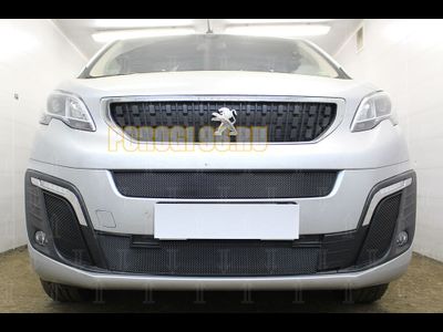 Защита радиатора Peugeot Traveller 2017- (2 части) середина+низ black
