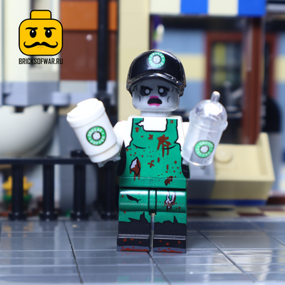 Конструктор фигурка Зомби бариста (официант), совместим с Лего