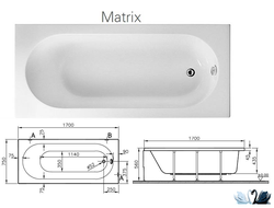 Ванна акриловая, 170 х 75 см, Vitra Matrix 50710001000