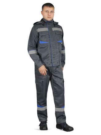Костюм Грань  (куртка с капюшоном+п/к), цв. серый