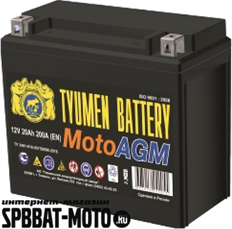 Аккумулятор TYUMEN BATTERY 6MTС-20 AGM 20Ач ток 230А (EN) ДхШхВ 175х87х155мм YTX20-BS, YTX20H, YB16-B-CX, YB16-B, YB18-A