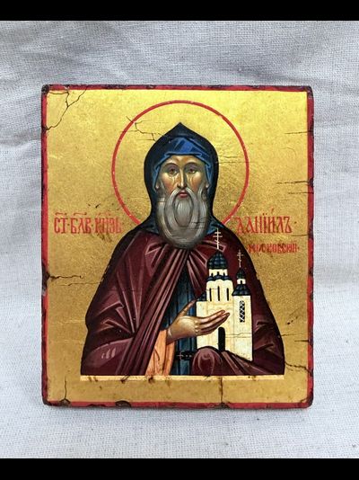 Даниил Московский, Святой благоверный князь. Рукописная икона 9х10,5см, стилизованная "под старину"