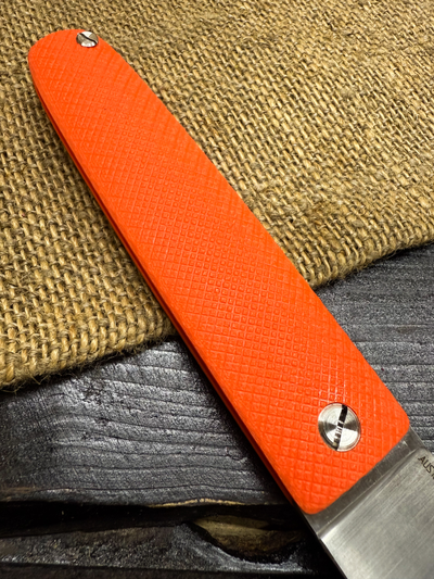 Фрикционный складной нож Скин-ду Большой сталь AUS10, рукоять G10 оранжевый