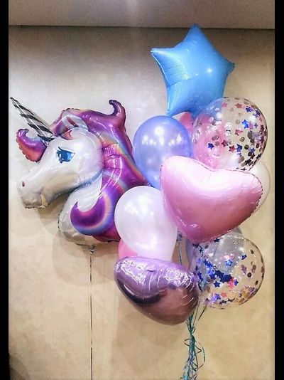 Набор шаров с гелием "Сиреневый единорог"