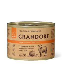 Grandorf (Грандорф) влажный корм (консерва) для собак паштет из ягненка с тыквой и брокколи, 200 г