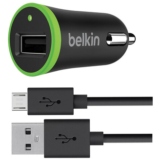 Зарядное устройство автомобильное BELKIN, кабель microUSB 1,2 м, выходной ток 1 A, черный, F8M711bt04-BLK