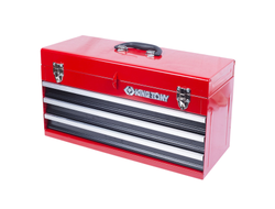 Ящик инструментальный, 3 выдвижных ящика и отсек, красный KING TONY 87401-3