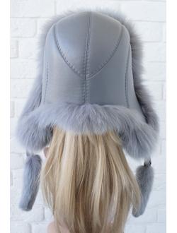 Ушанка "Полярная звезда" цвет серый + сапфир