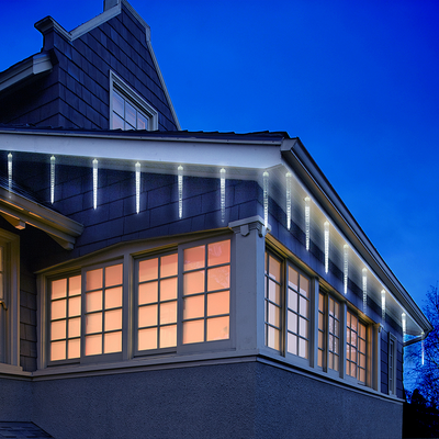 Гирлянда сосульки тающие уличная 24V, 6 шт., высота 30 см, 216led холодный белый свет.