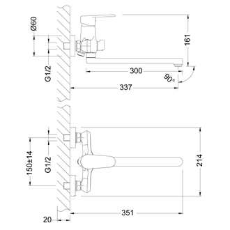 Смеситель для ванны Point LM0351C