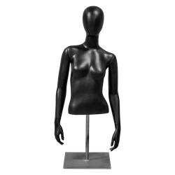Чёрный матовый женский торс манекена ASTRA WOMAN SKIN на стойке
