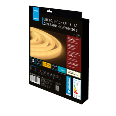 Светодиодная лента для бани и сауны 24В, 14,4Вт/м,  5м /Apeyron™/