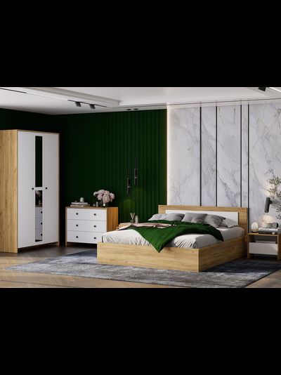 Дольче комод 3 ящика Дуб золотой/Белый