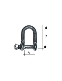Скоба такелажная D-образная 1852 Marine Quality SK010410 Ø10x38мм 320кг из оцинкованной стали