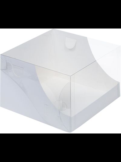 Коробка для торт с пласт. кр. (белая), 205*205*140мм