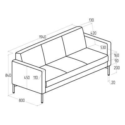 Диван Everprof Gamma трехместный Экокожа Черный