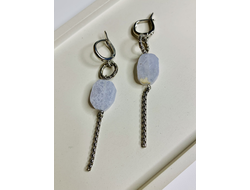 Серьги с голубым агатом