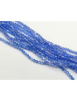 Бусины стеклянные граненые Bicone на нити, 3 мм