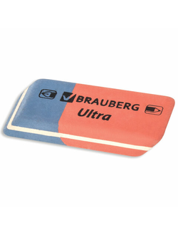 Ластик BRAUBERG "Ultra", 42х14х8 мм, красно-синий, натуральный каучук, 228708